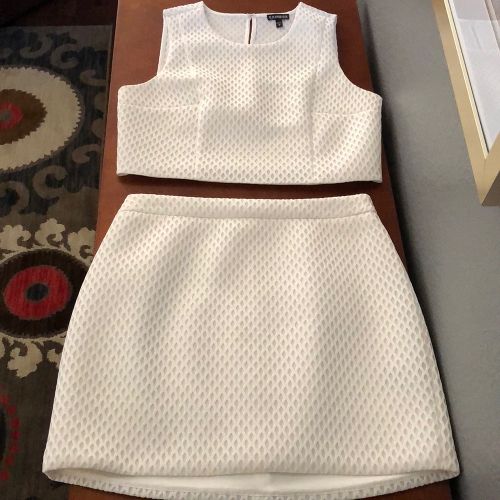 Express two piece crop top and skirt